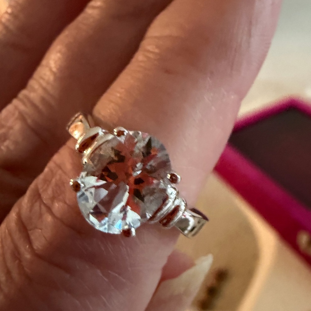 Elegant 14kt white gold over Sterling Silver aquarium Ring